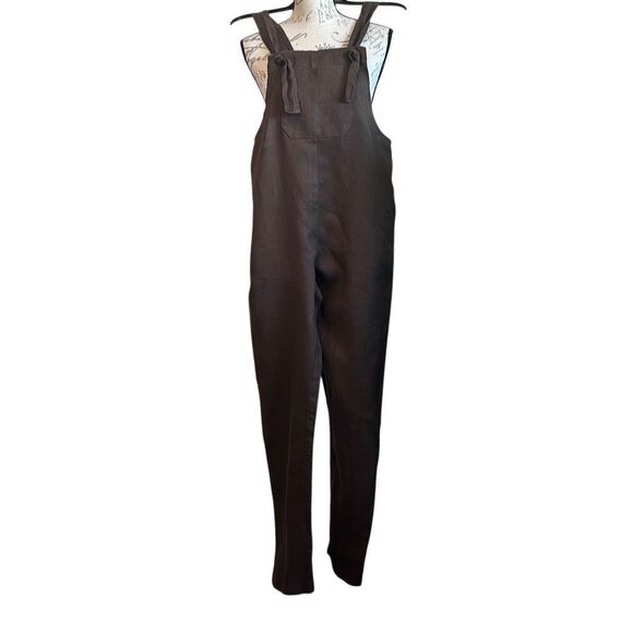 Linenfairytales Brown Linen jumpsuit overalls casual Natural Flax Romper S - Picture 1 of 12